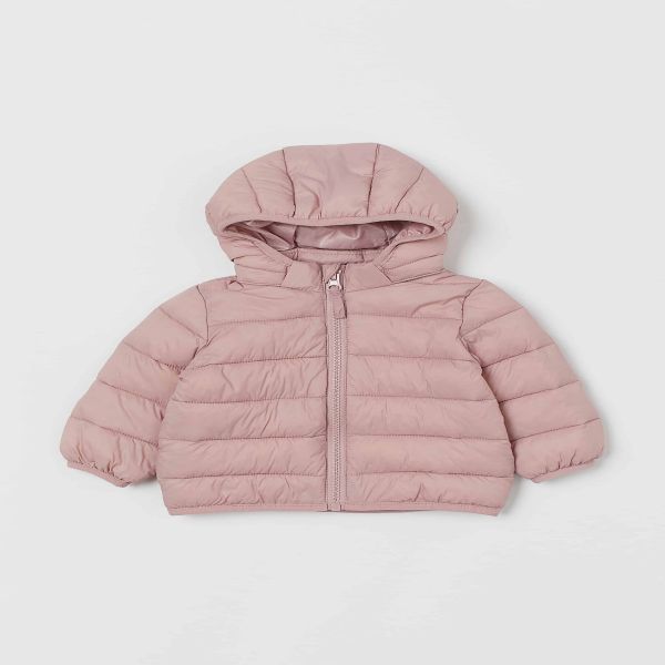 جاكيت وردي مبطن بقبعة لحديثي الولادة من اتش آند ام